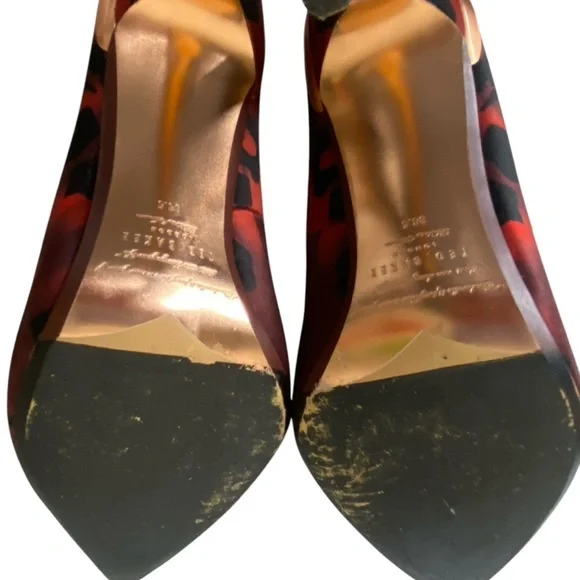 Ted Baker London Sz 36.5 Red Satin Iziie Stiletto 4” Heels Pump - Picture 9 of 10